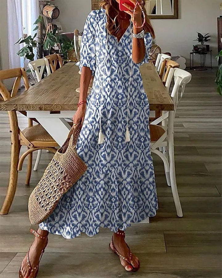 Echoarchiv | Damen Print Vintage Krawattenkleid