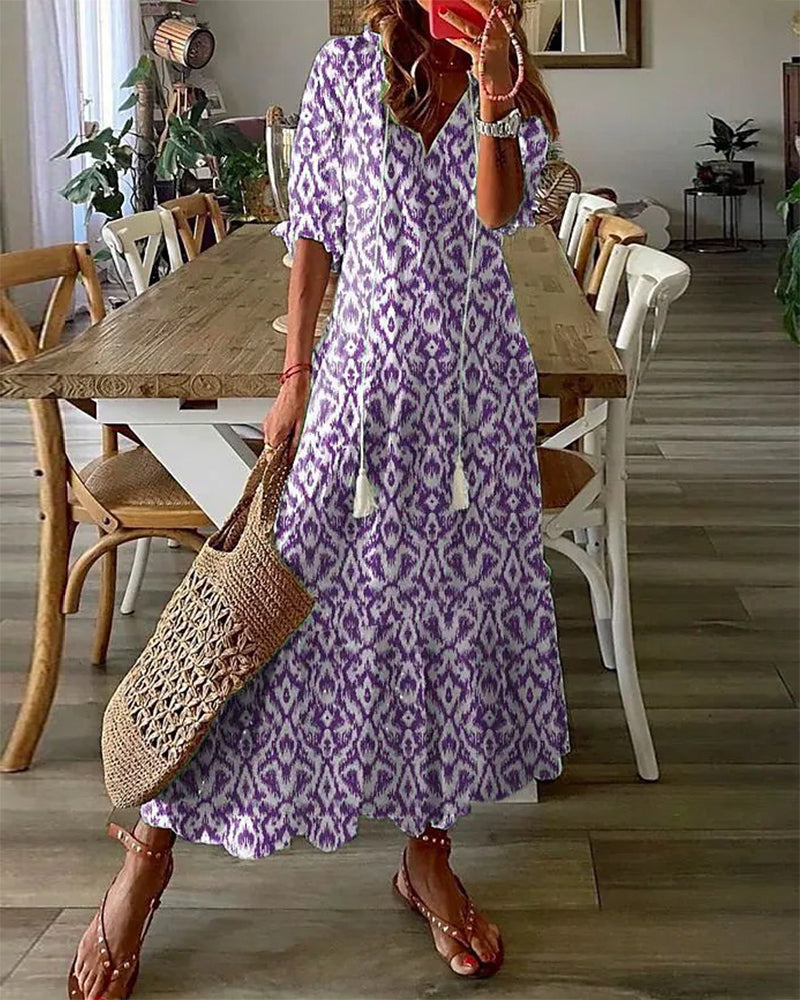 Echoarchiv | Damen Print Vintage Krawattenkleid
