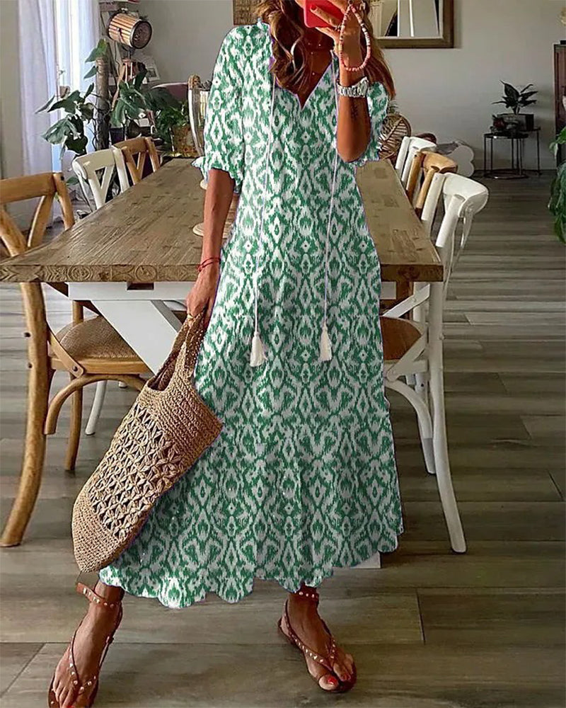 Echoarchiv | Damen Print Vintage Krawattenkleid
