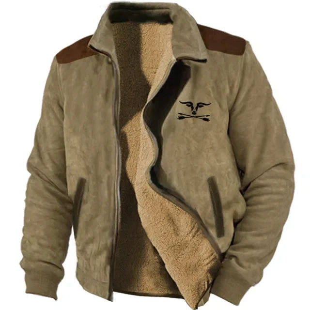 Echoarchiv | Grafische Fleece-Herrenjacke mit Reißverschluss Casual und Komfortabel