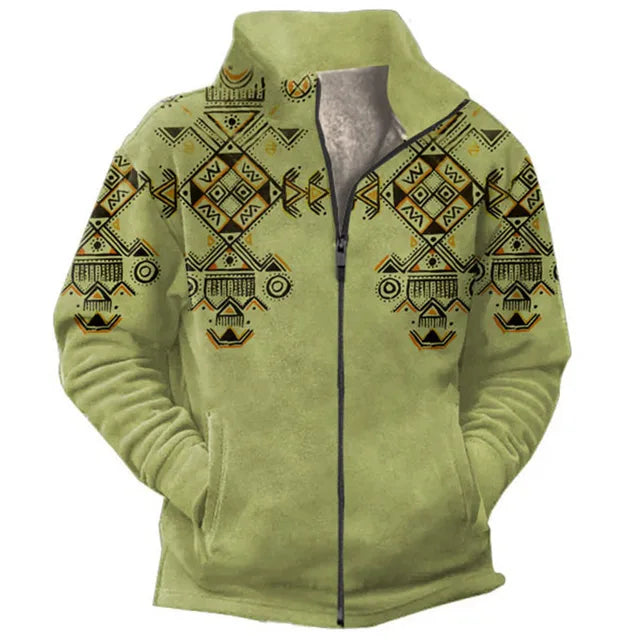 Echoarchiv | Grafische Fleece-Herrenjacke mit Reißverschluss Casual und Komfortabel