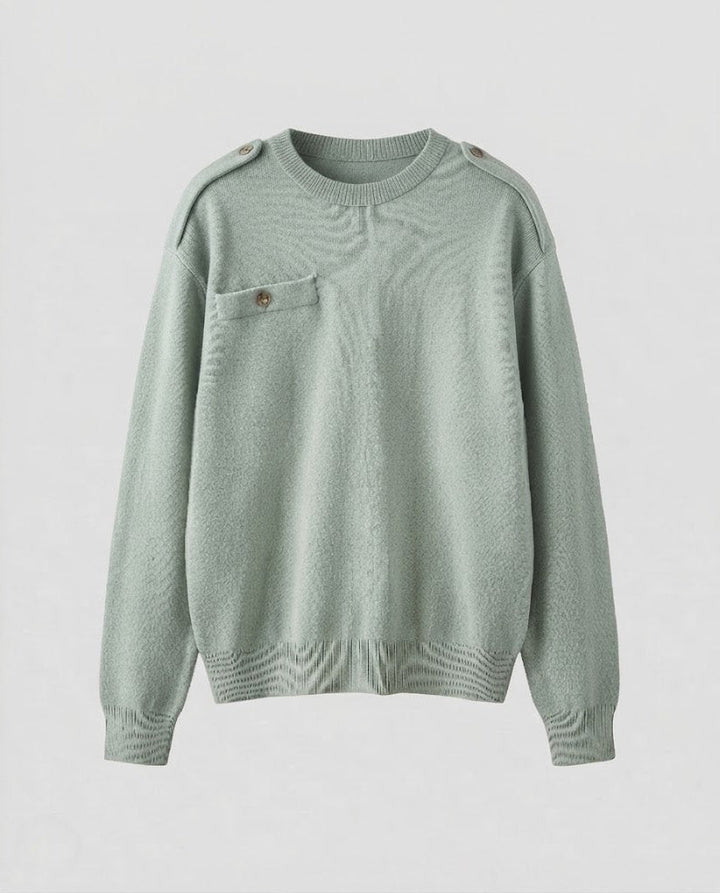 Damen Oversize-Strickpullover mit Rundhals, überschnittenen Schultern und Brusttasche Echo Archiv