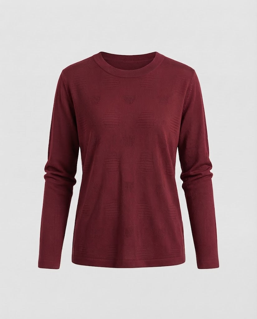 Damen Feiner Rundhals-Feinstrickpullover mit leicht überschnittener Schulter und fließender Silhouette Echoarchiv