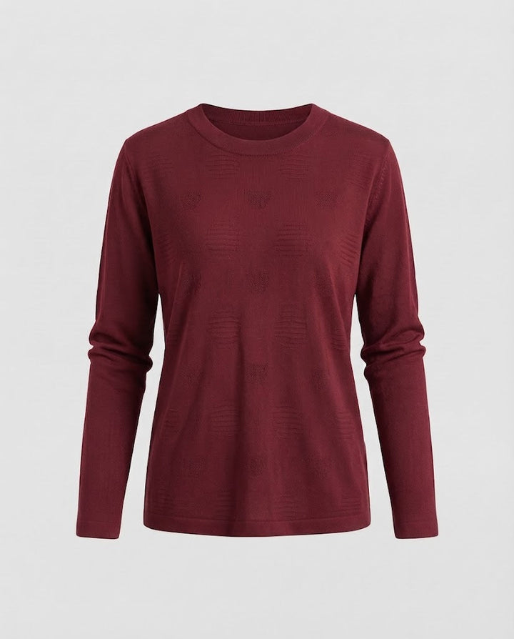 Damen Feiner Rundhals-Feinstrickpullover mit leicht überschnittener Schulter und fließender Silhouette Echoarchiv