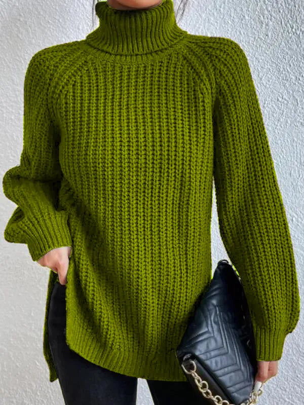 Echoarchiv-rollkragenpullover Mit Raglanärmel Und Geteiltem Saum