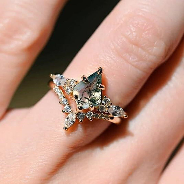 Grüner Moosachat Ring