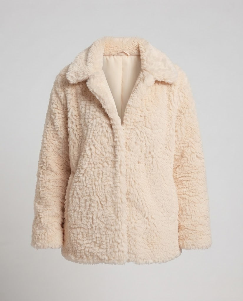 Damen Oversize Kunstfell-Mantel mit Teddy-Finish und warmem Futter Echoarchiv