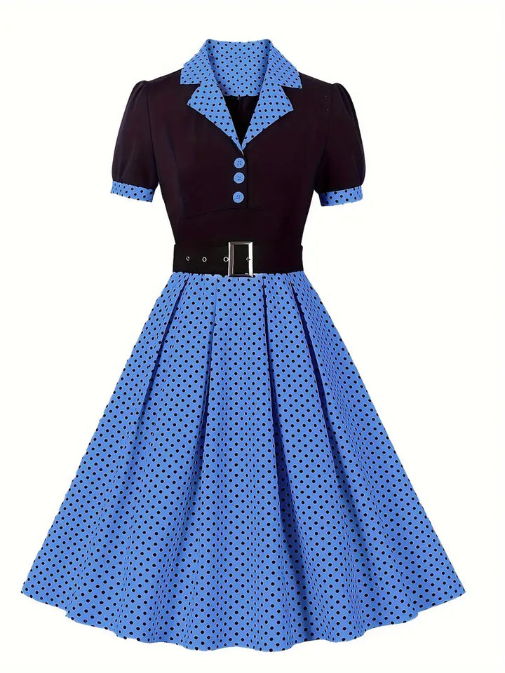 Echoarchiv - Stilvolle Herbst Vintage Kleid mit Polka Dots für Frauen