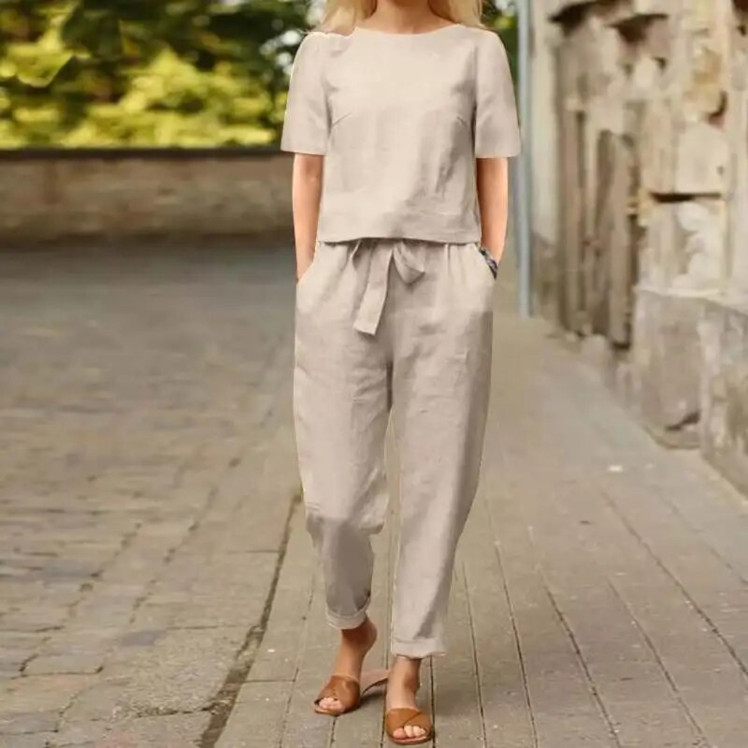 Echoarchiv | Elegantes und Bequemes Zweiteiliges Leinen Satz für Damen