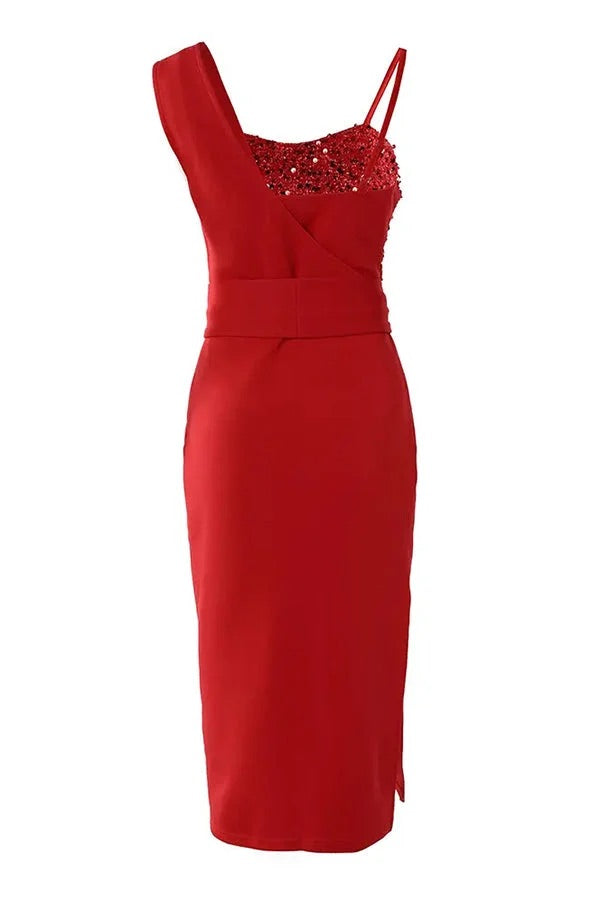 Echoarchiv | Tampa Nights Pailletten Patch Schlitz Partykleid