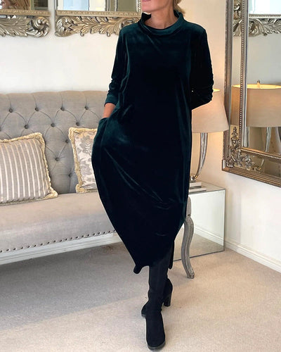 Bequemes Samtkleid mit Taschen