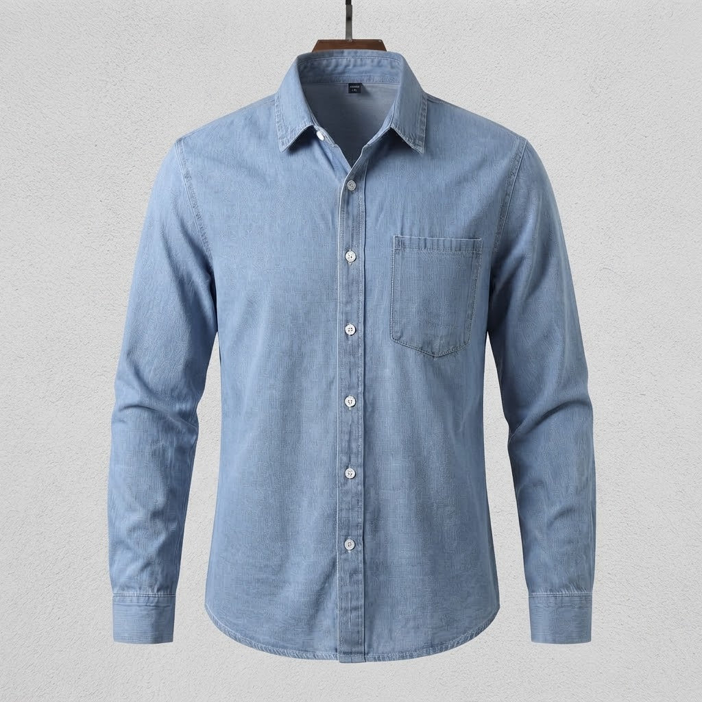 Herren lässiges Denim-Hemd mit Brusttasche und geradem Schnitt Echo Archiv