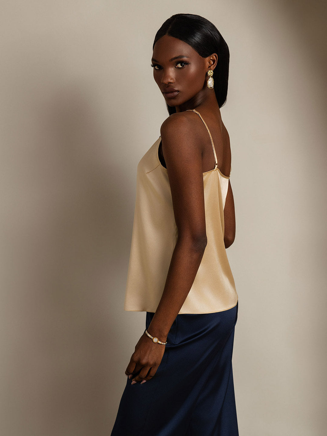 Echoarchiv | Seide Entspannt Spaghettiträger Camisole Top