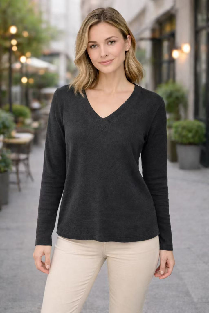 Amara I Vintage Pullover mit V-Ausschnitt