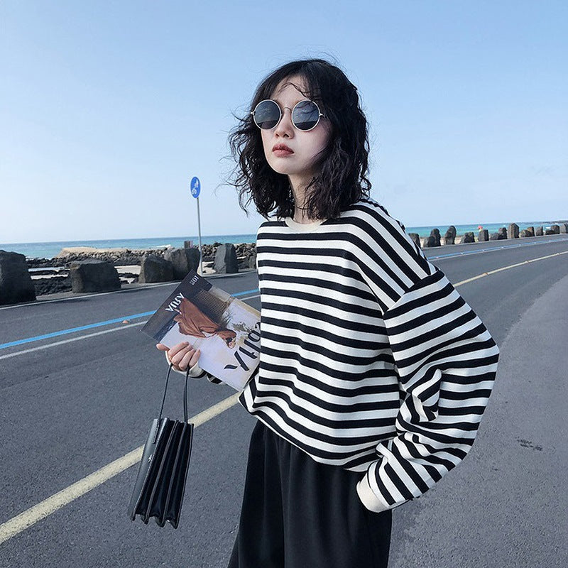 Echoarchiv | Retro-Gestreiftes Langarmshirt