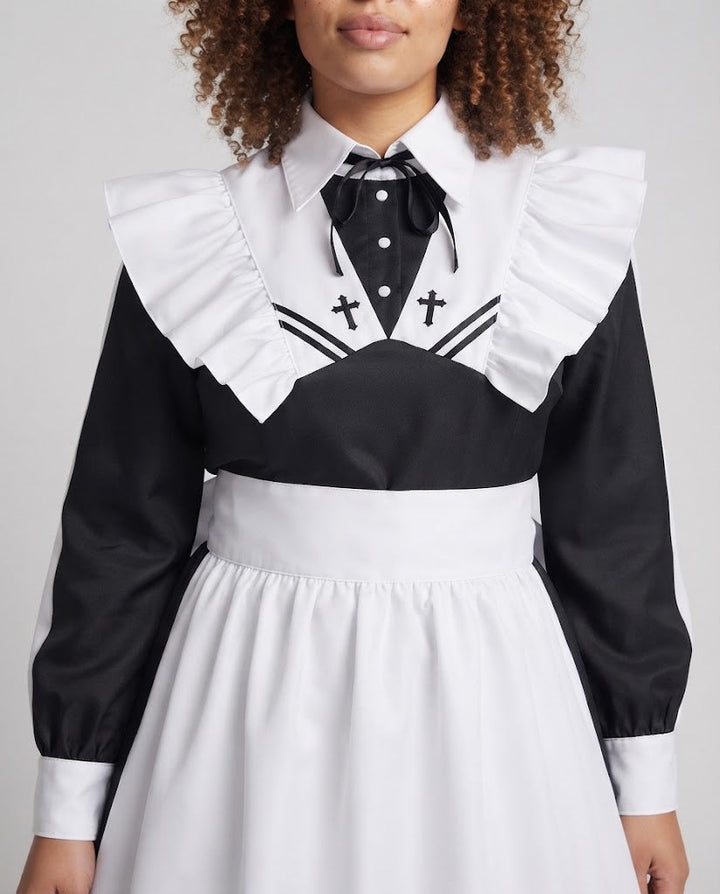 Damen Kostümkleid mit Rüschendetails und eleganten Accessoires Echo Archiv