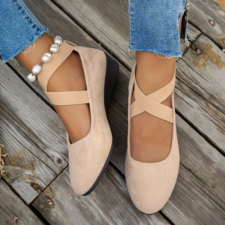 Echoarchiv | Einfache Damen Ballerinas aus Atmungsaktivem Samt