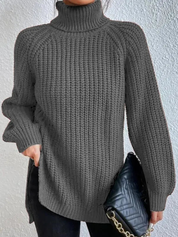 Echoarchiv-rollkragenpullover Mit Raglanärmel Und Geteiltem Saum