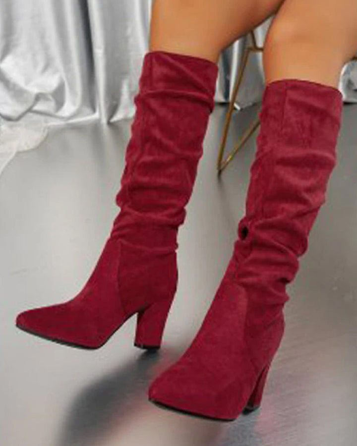 Echoarchiv | Stylische Damen Stiefel mit Hohen Absätzen In Uni Farbe
