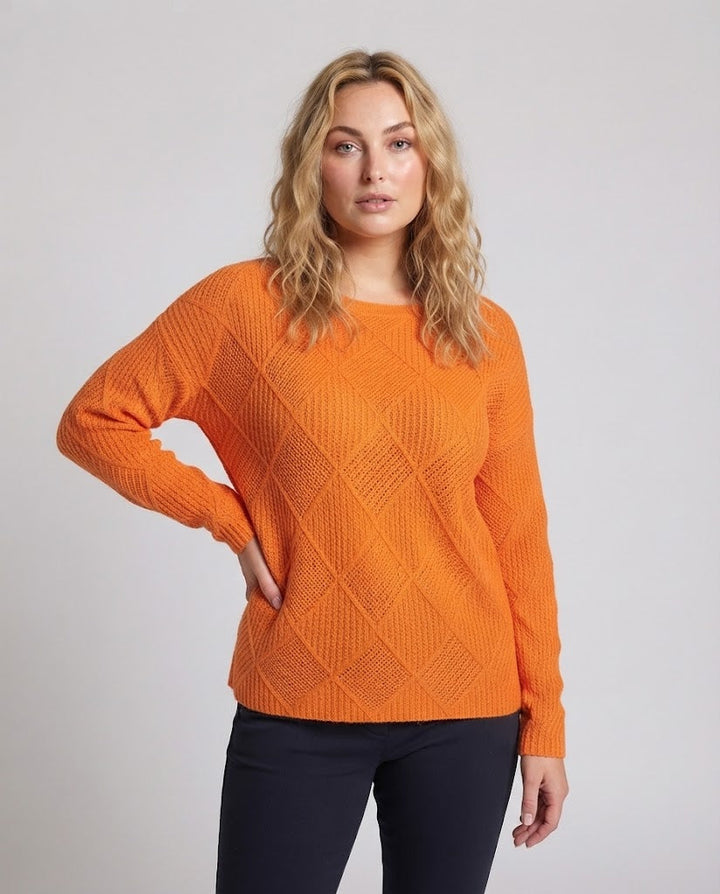 Damen Feinstrick‑Pullover im Mohair‑Look mit diamantgewEchoarchivter Struktur und legerer Oversize‑Passform Echoarchiv