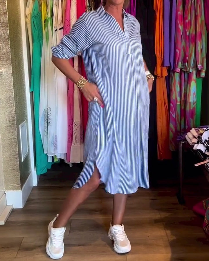 Echoarchiv | Gestreiftes Hemdkleid In Lässiger Passform