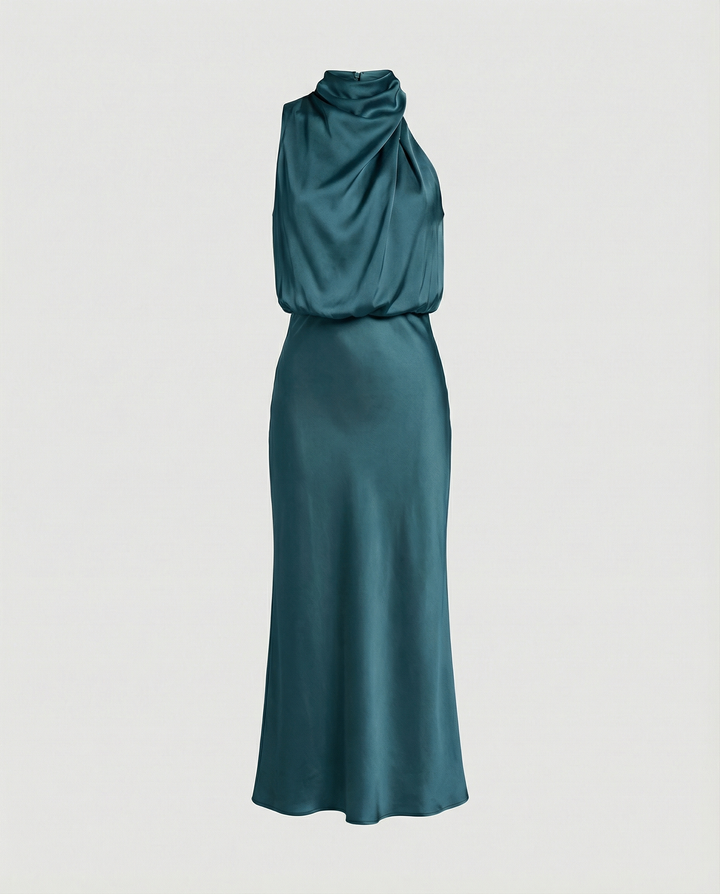 Glänzendes Langes Abendkleid mit Elegantem Schnitt | Echoarchiv