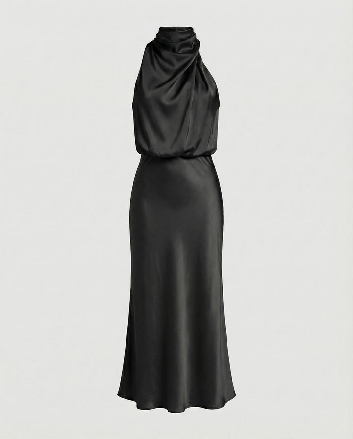 Glänzendes Langes Abendkleid mit Elegantem Schnitt | Echoarchiv