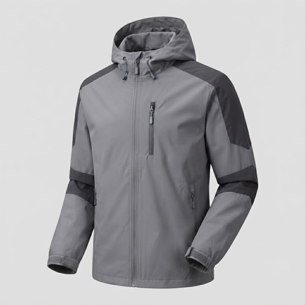 Leichte, wasserabweisende Herren-Hoodie-Softshell-Jacke mit Kontraststreifen und Brustreißverschluss Echo Archiv