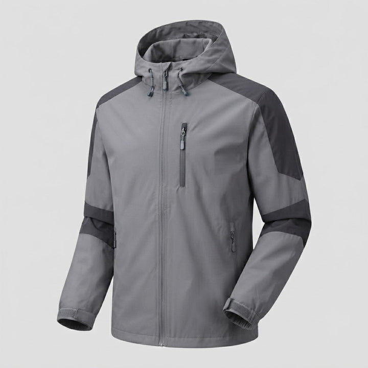 Leichte, wasserabweisende Herren-Hoodie-Softshell-Jacke mit Kontraststreifen und Brustreißverschluss Echo Archiv