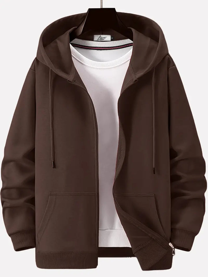 Echoarchiv - Lässiger Herbst Full Zip Hoodie mit Kordelzug für Männer