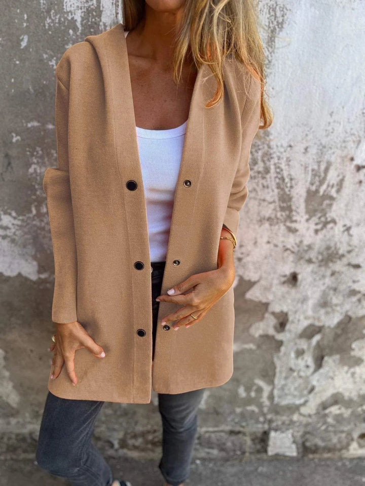 Echoarchiv | Lässiger einreihiger Cardigan mit Kapuze