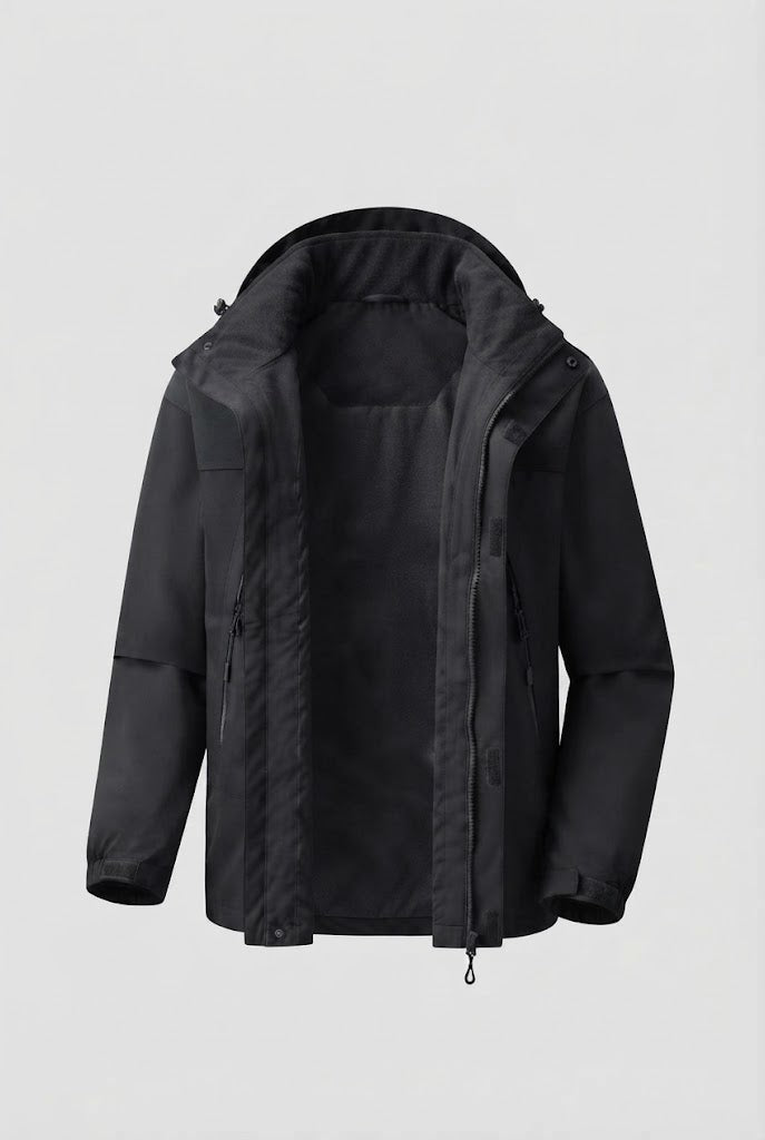 Herren Zwei-Lagen Softshell Outdoor-Jacke mit herausnehmbarer Fleece-Innenjacke und Kapuze Echo Archiv