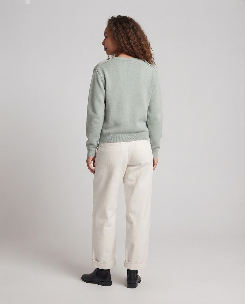 Damen Oversize-Strickpullover mit Rundhals, überschnittenen Schultern und Brusttasche Echo Archiv