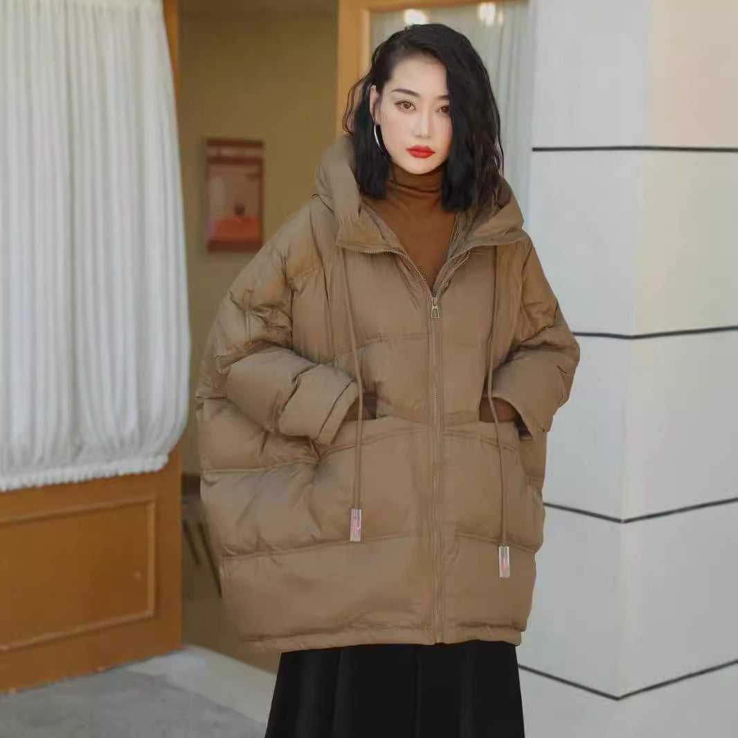Mittellange Daunenjacke für Damen mit Kapuze