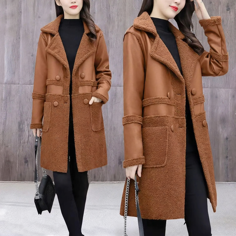 Wendbare Teddy-Jacke für Damen, mittellang