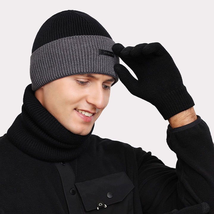 Winter-Strickmütze mit Nackenschutz, 2-teiliges Set