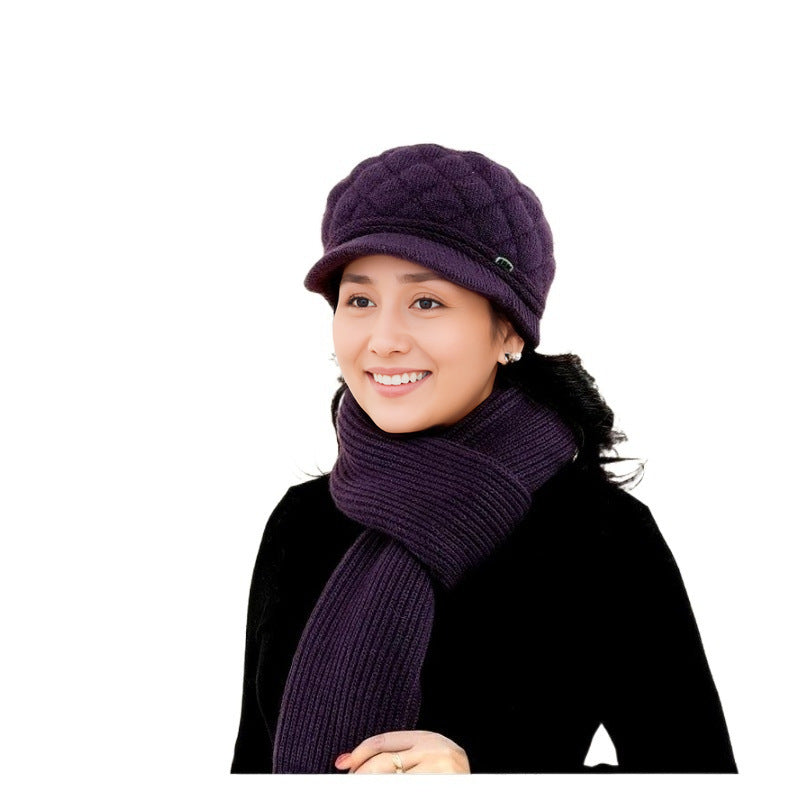 Winter-Set: Strick-Baskenmütze und Schal für Damen