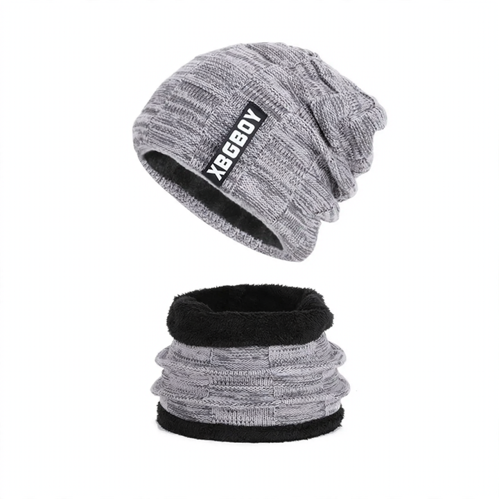 Winter-Strickmütze und Schal Set, gefüttert
