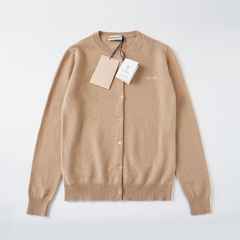 Damen Strickjacke, Rundhals, Buchstaben-Design, Wolle-Kaschmir