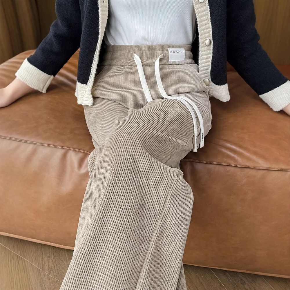 Chenille-Weithose für Damen, gerade geschnitten