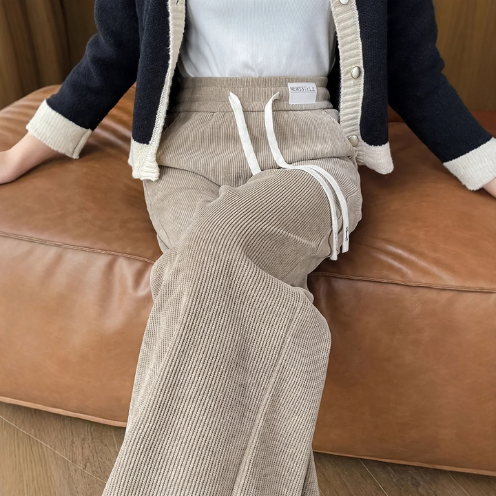 Chenille-Weithose für Damen, gerade geschnitten