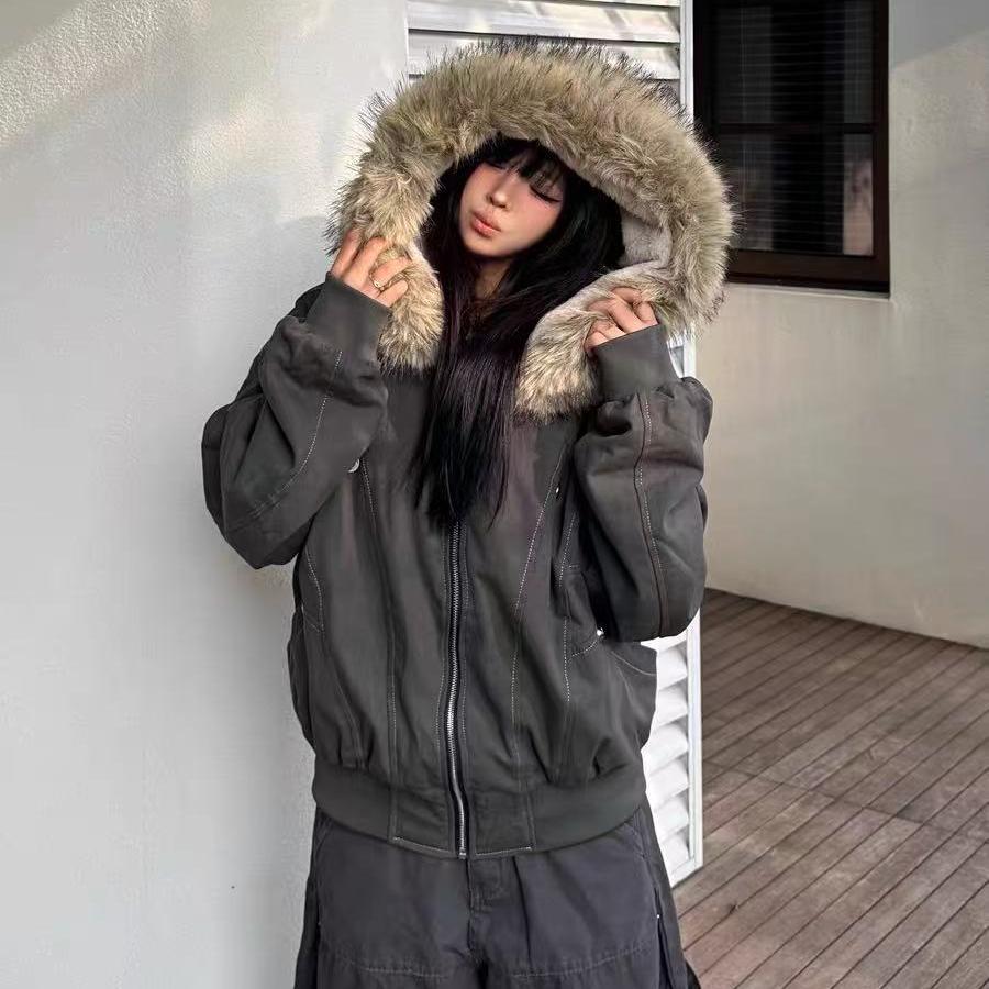 Unisex-Winterjacke mit Kapuze, gefüttert