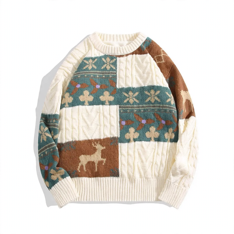 Gefütterter Strickpullover im japanischen Retro-Stil