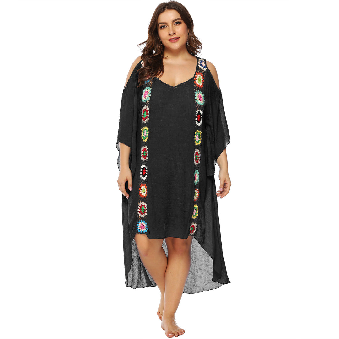 Damen mit floralem Stickdesign Strandüberwurf Echo Archiv