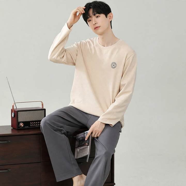Herren-Pyjama-Set aus Modal, langärmelig