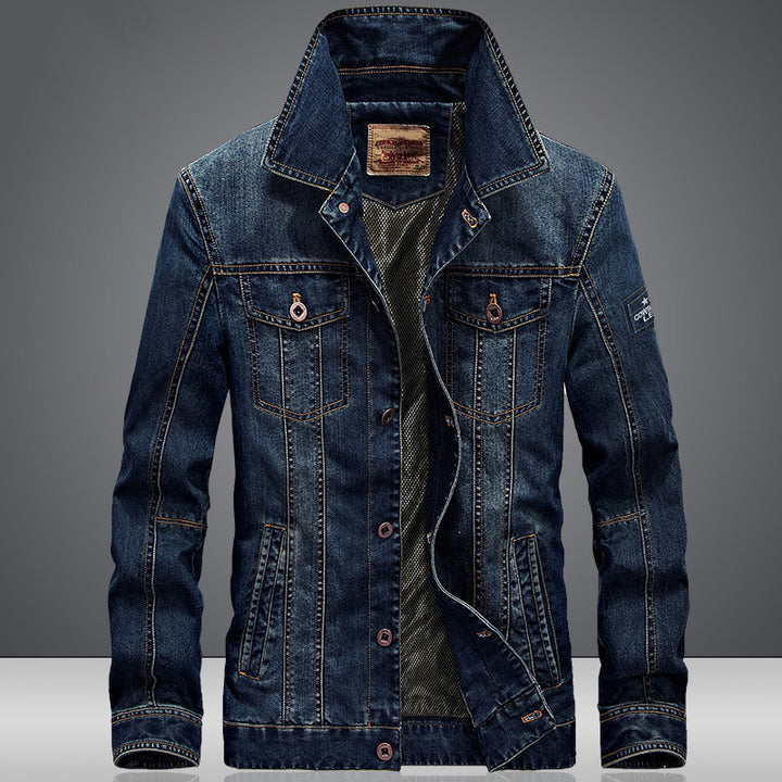 Herren modische Jeansjacke mit klassischem Schnitt und praktischen Taschen Echoarchiv