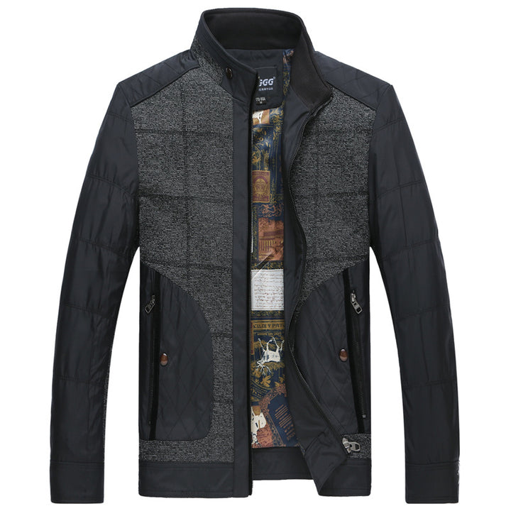 Herren Hybrid-Übergangsjacke mit gesteppter Frontpartie, Stehkragen und verdecktem Reißverschluss – Taviero
