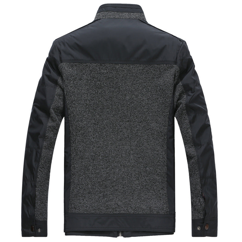 Herren Hybrid-Übergangsjacke mit gesteppter Frontpartie, Stehkragen und verdecktem Reißverschluss – Taviero