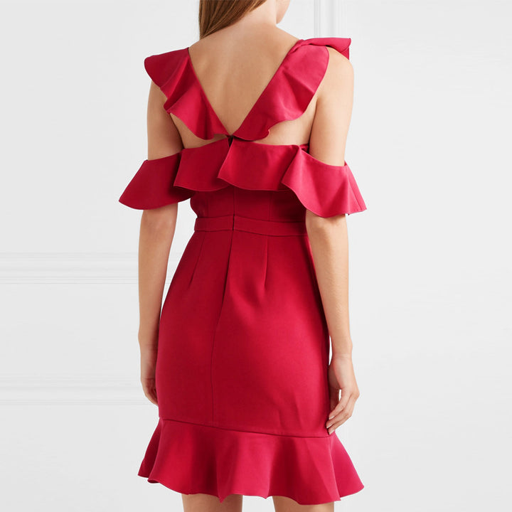 Damen Raffiniertes Kleid mit schwingenden Rüschen Echo Archiv
