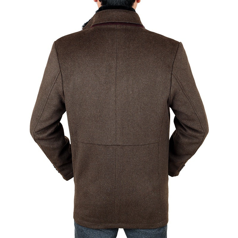Herren Eleganter Wollmix-Kurzmantel mit abnehmbarem Faux-Fur-Kragen – Montevé